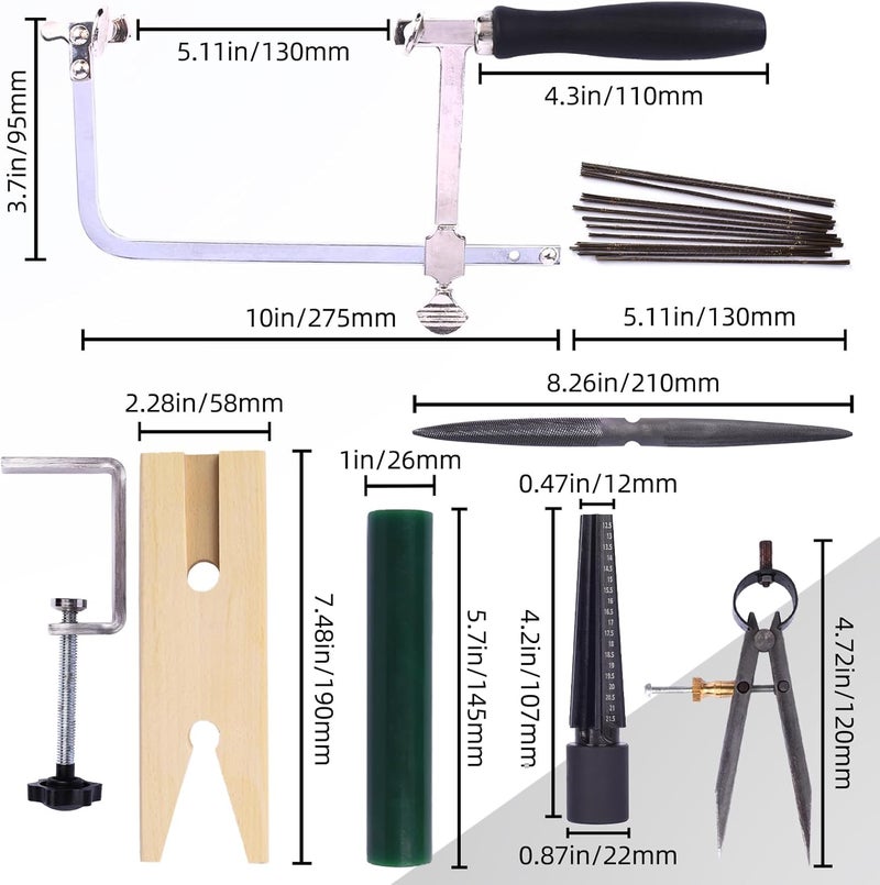 PHYHOO Jewelers Wax Ring Carving Tool Kit Jewelry Ring Wax Tube Molds Making Lost Wax Casting Kit Wax Ring Saw with Blades Wax Ring Sizer Jewelers Wax File Bench Pin - Image 2